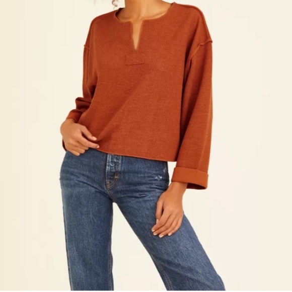 Urban Outfitters Long sleeve Burnt Orange Boxy Blouse - Picture 1 of 4